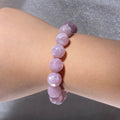 Purple Lepidolite Round Bead Stretch Bracelet, Fits 16cm Wrist