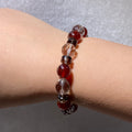 Natural Garnet & Smoky Quartz Mixed Round Bead Stretch Bracelet, Fits 16cm Wrist