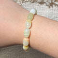 Natural Green Onyx Oval Barrel Bead Stretch Bracelet, Bead Size 9-9.5mm, Fits 15cm Wrist