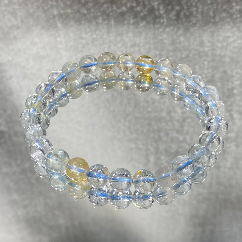 Natural Topaz Smooth Round Bead Stretch Bracelet, 7mm Beads, Fits 15cm Wrist