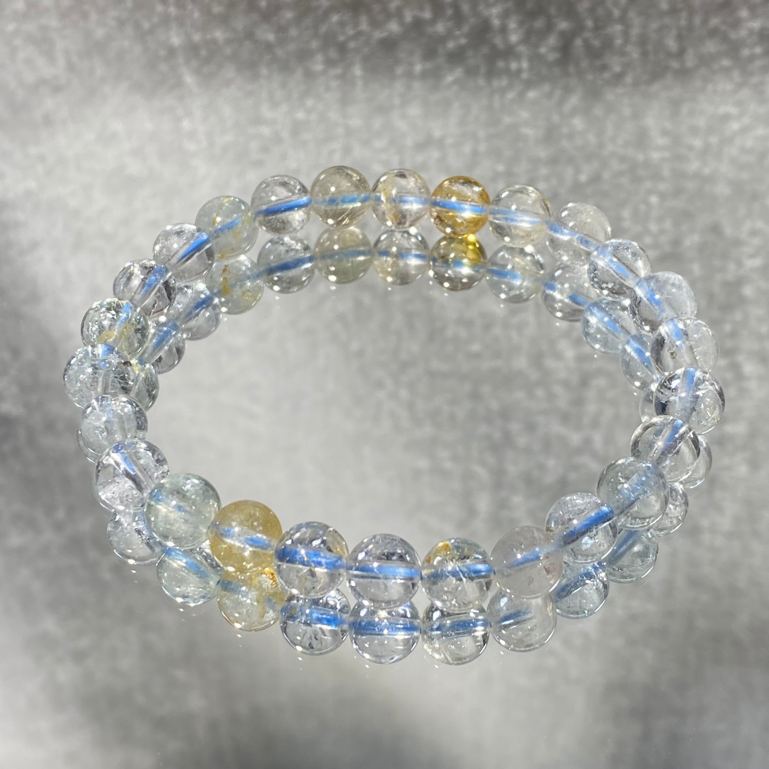 Natural Topaz Smooth Round Bead Stretch Bracelet, 7mm Beads, Fits 15cm Wrist