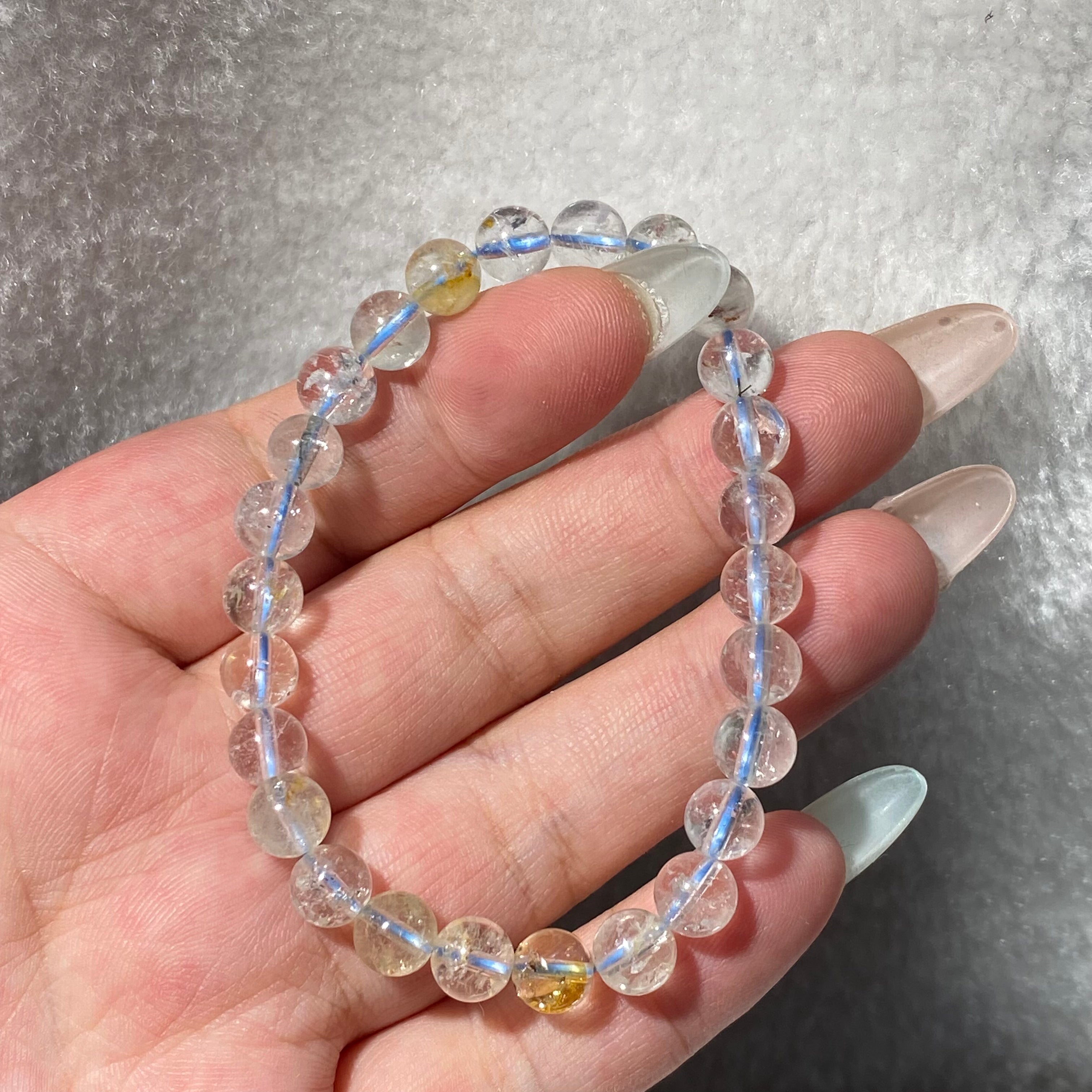 Natural Topaz Smooth Round Bead Stretch Bracelet, 7mm Beads, Fits 15cm Wrist