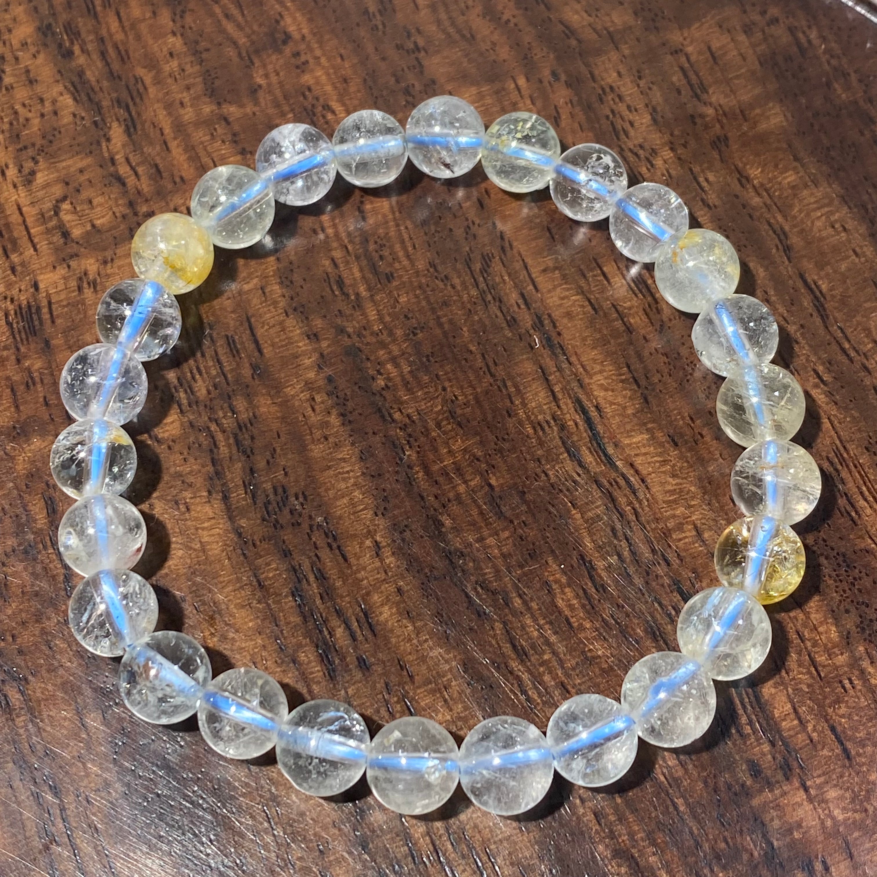 Natural Topaz Smooth Round Bead Stretch Bracelet, 7mm Beads, Fits 15cm Wrist