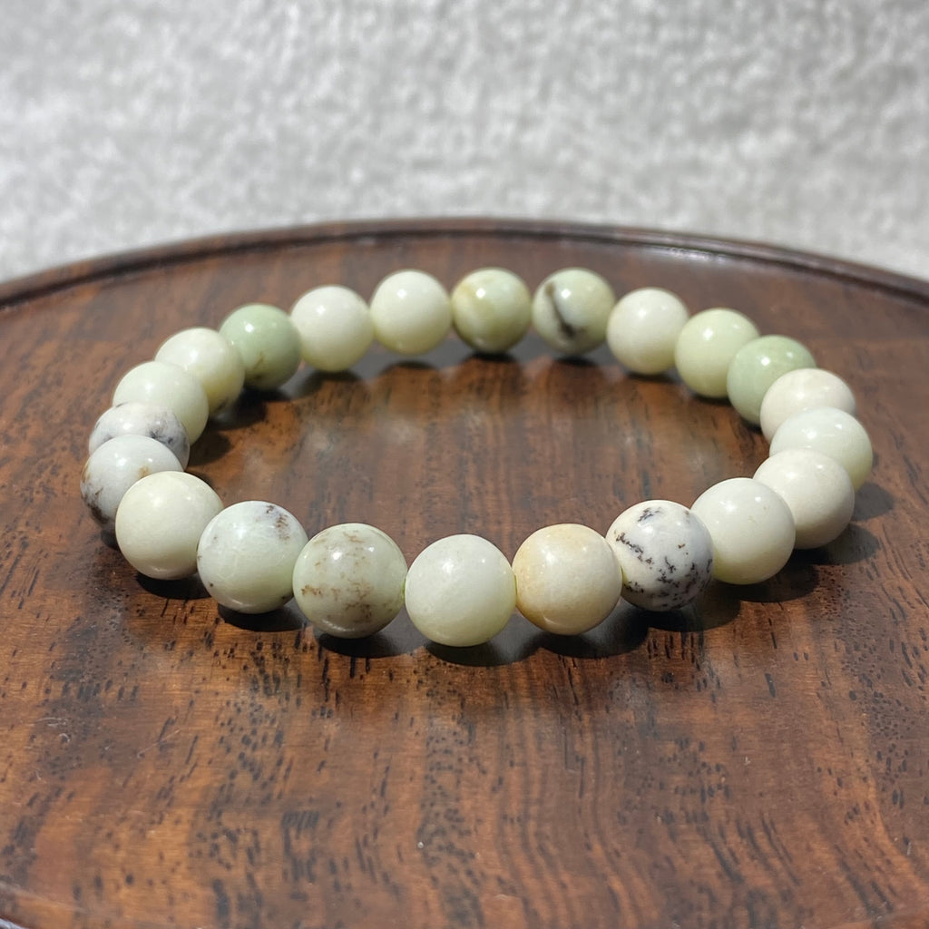 Natural Lemon Turquoise Smooth Round Bead Stretch Bracelet, Bead Size 8.5mm, Fits 15cm Wrist