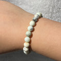 Natural Lemon Turquoise Smooth Round Bead Stretch Bracelet, Bead Size 8.5mm, Fits 15cm Wrist