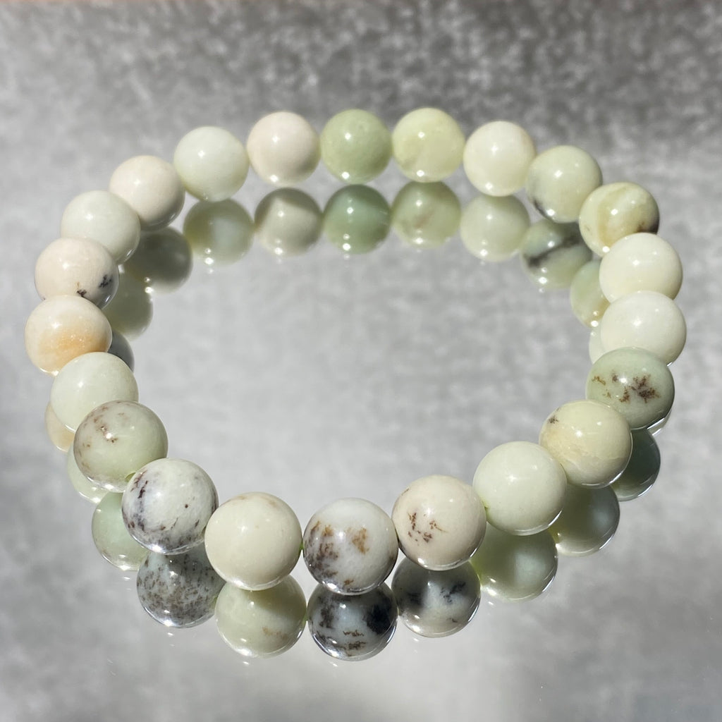 Natural Lemon Turquoise Smooth Round Bead Stretch Bracelet, Bead Size 8.5mm, Fits 15cm Wrist