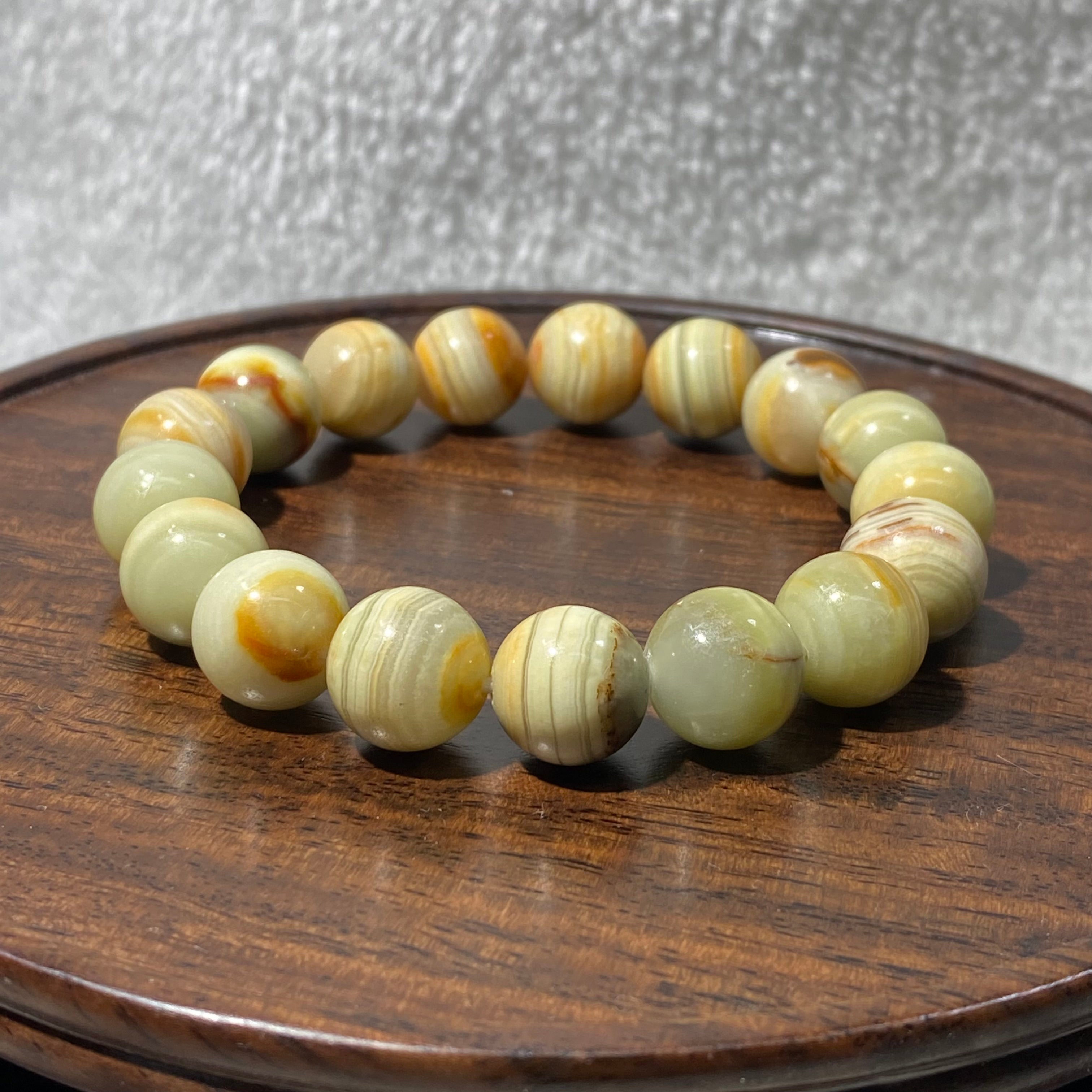 Natural Afghan Jade Round Bead Stretch Bracelet, Bead Size 12.2mm, Fits 16cm Wrist