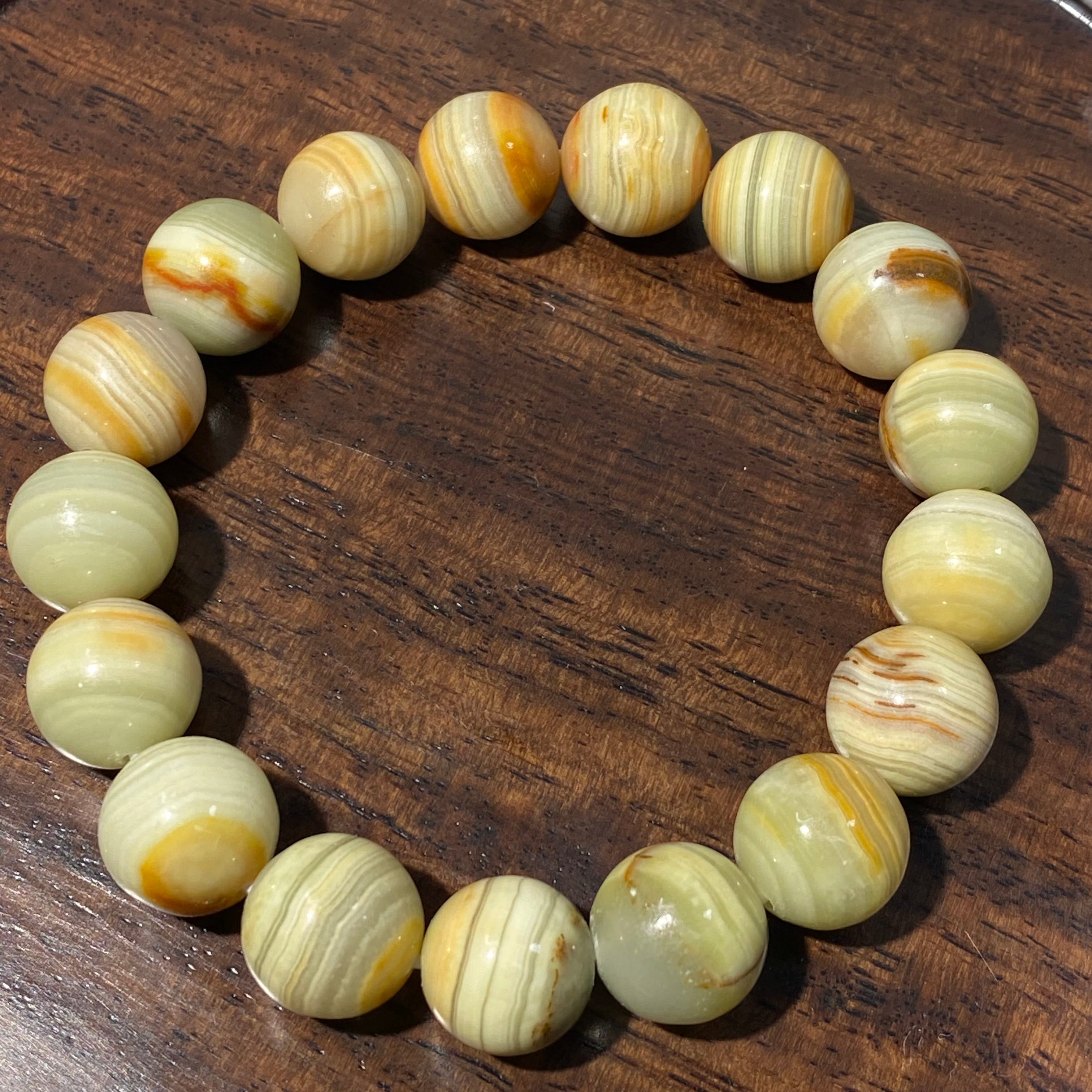 Natural Afghan Jade Round Bead Stretch Bracelet, Bead Size 12.2mm, Fits 16cm Wrist