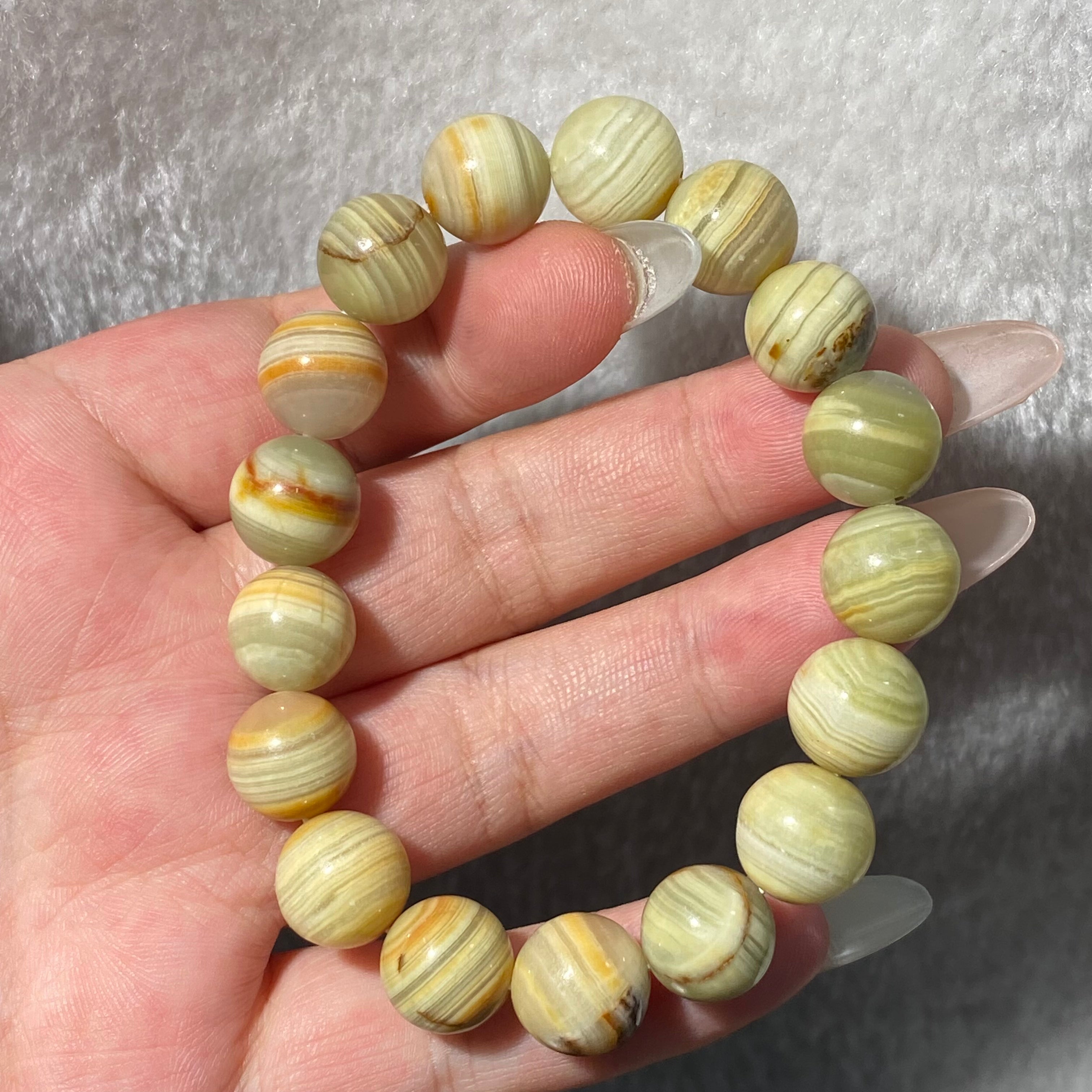 Natural Afghan Jade Round Bead Stretch Bracelet, Bead Size 12.2mm, Fits 16cm Wrist