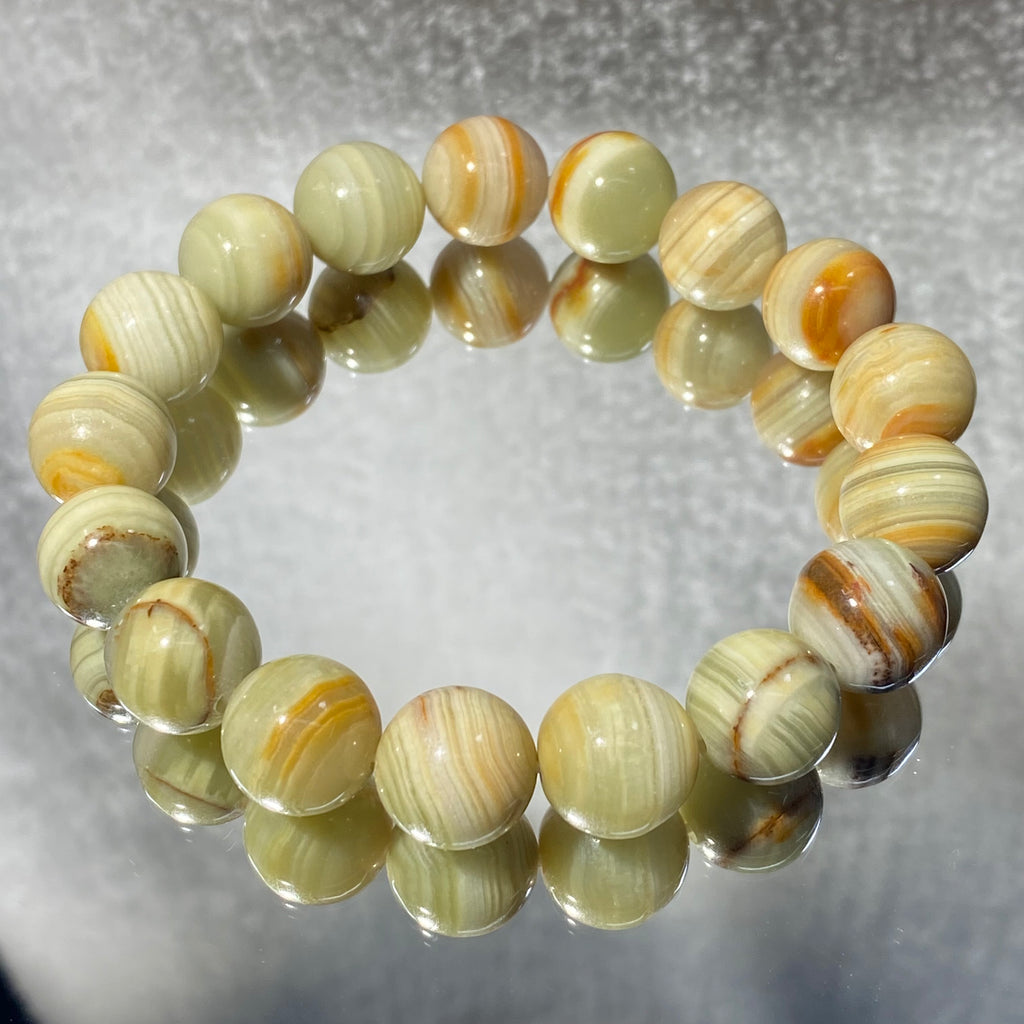 Natural Afghan Jade Round Bead Stretch Bracelet, Bead Size 12.2mm, Fits 16cm Wrist