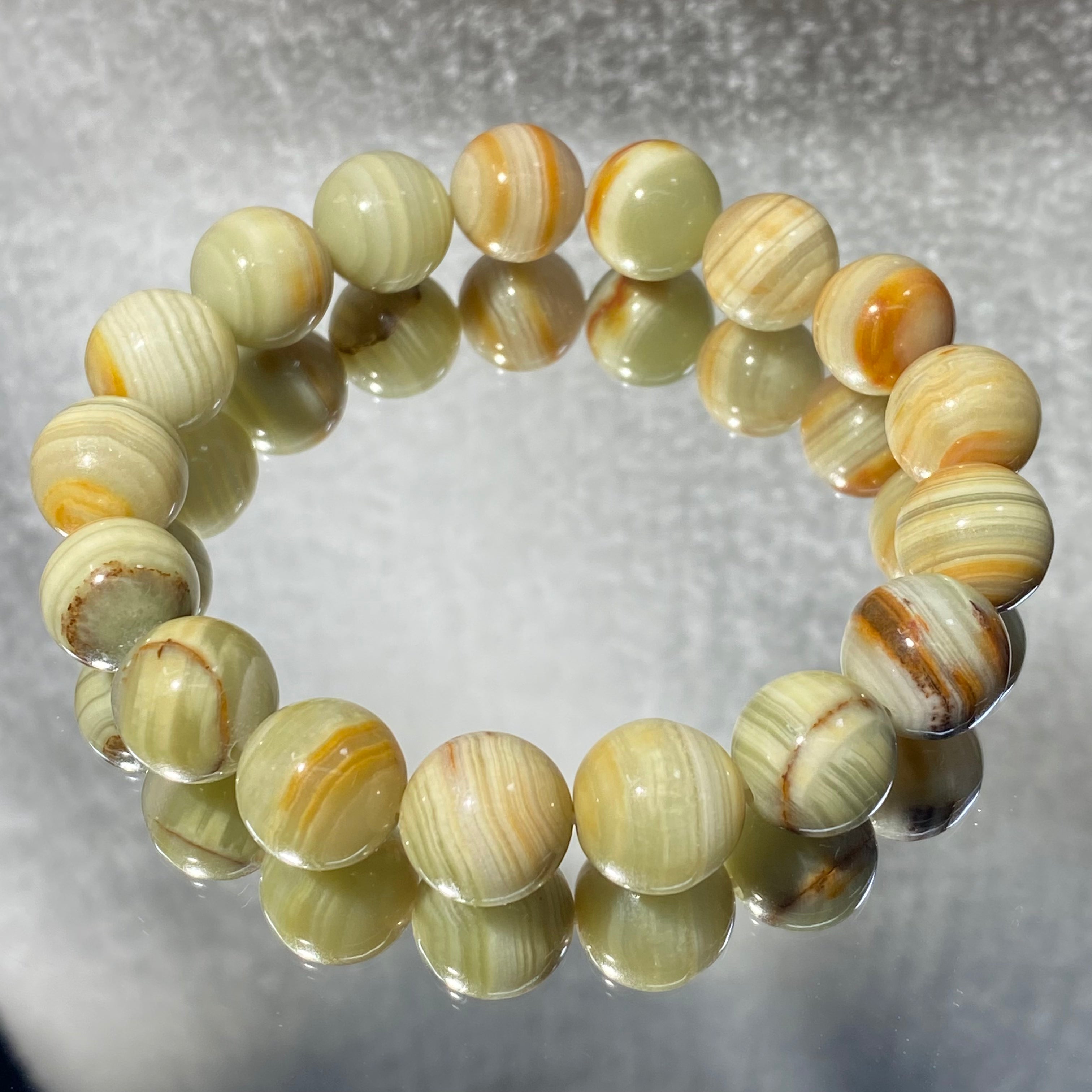 Natural Afghan Jade Round Bead Stretch Bracelet, Bead Size 12.2mm, Fits 16cm Wrist