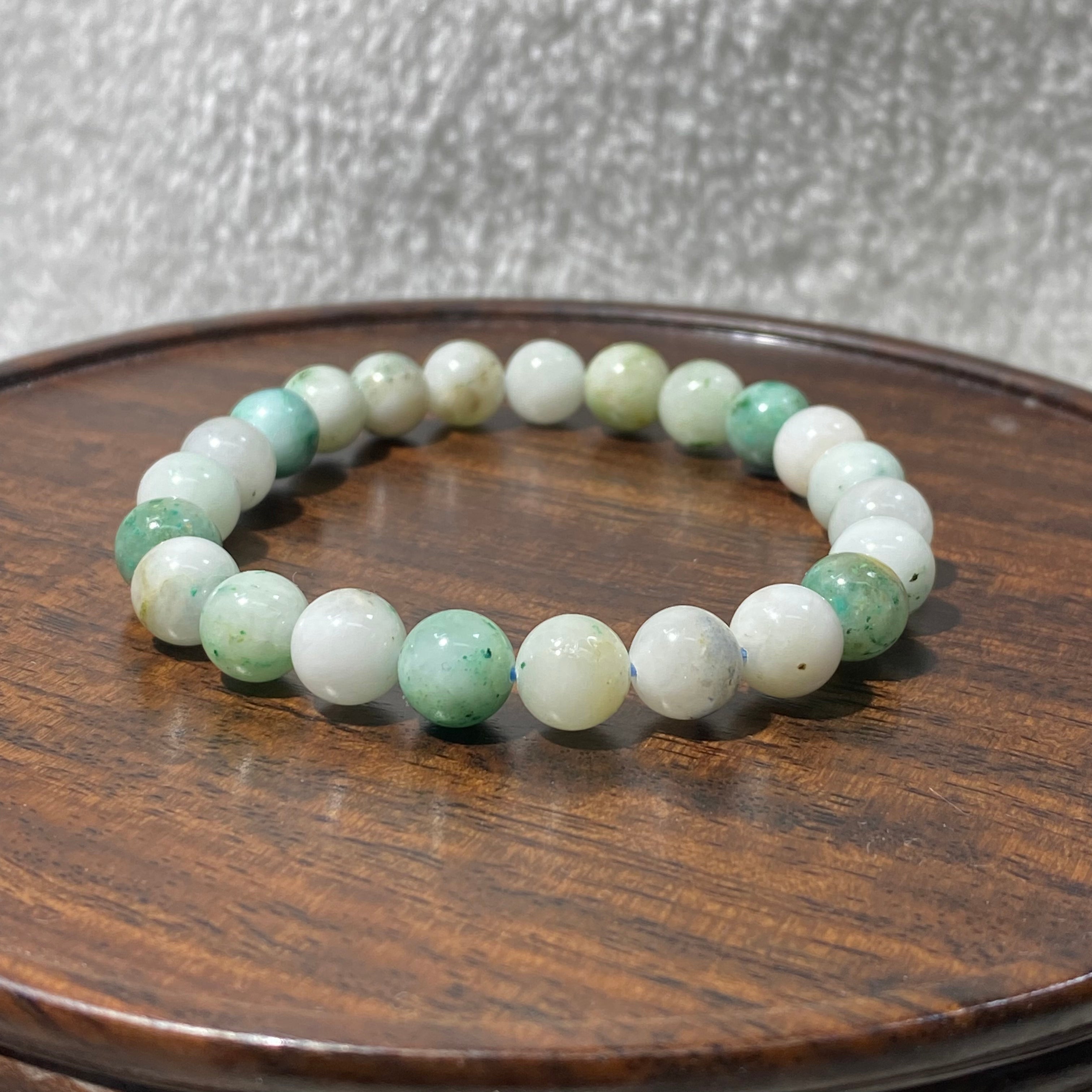 Natural Green Phoenix Turquoise Round Bead Stretch Bracelet, Bead Size 8mm, Fits 16cm Wrist