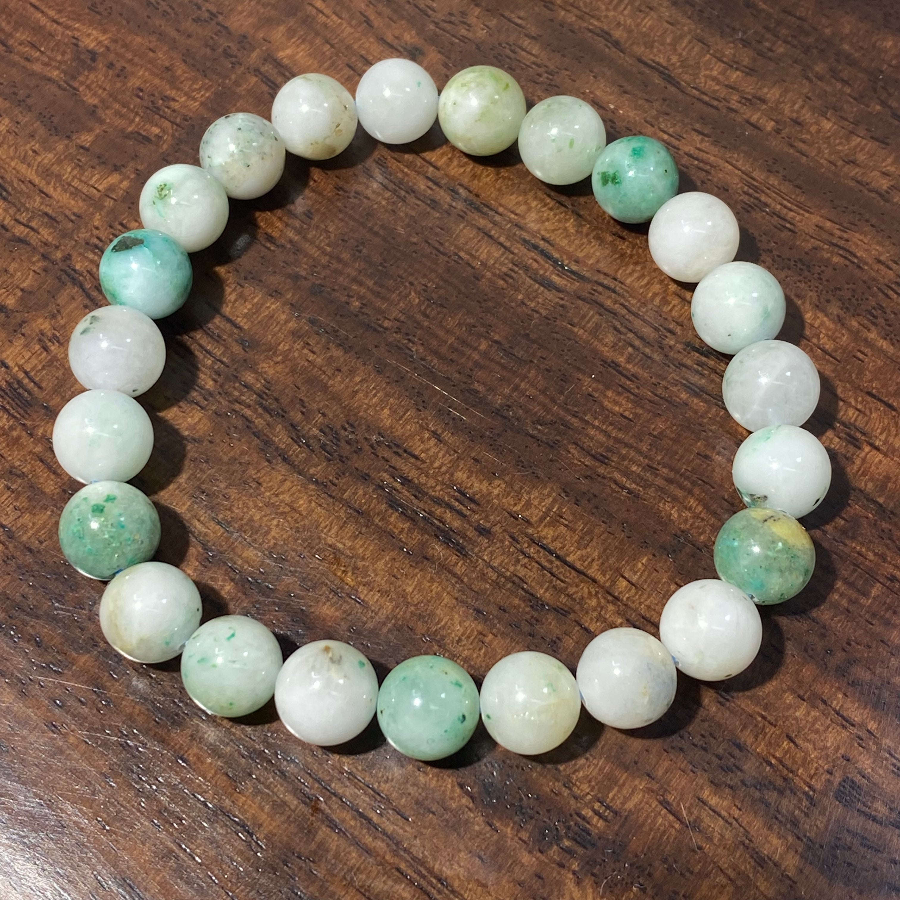 Natural Green Phoenix Turquoise Round Bead Stretch Bracelet, Bead Size 8mm, Fits 16cm Wrist