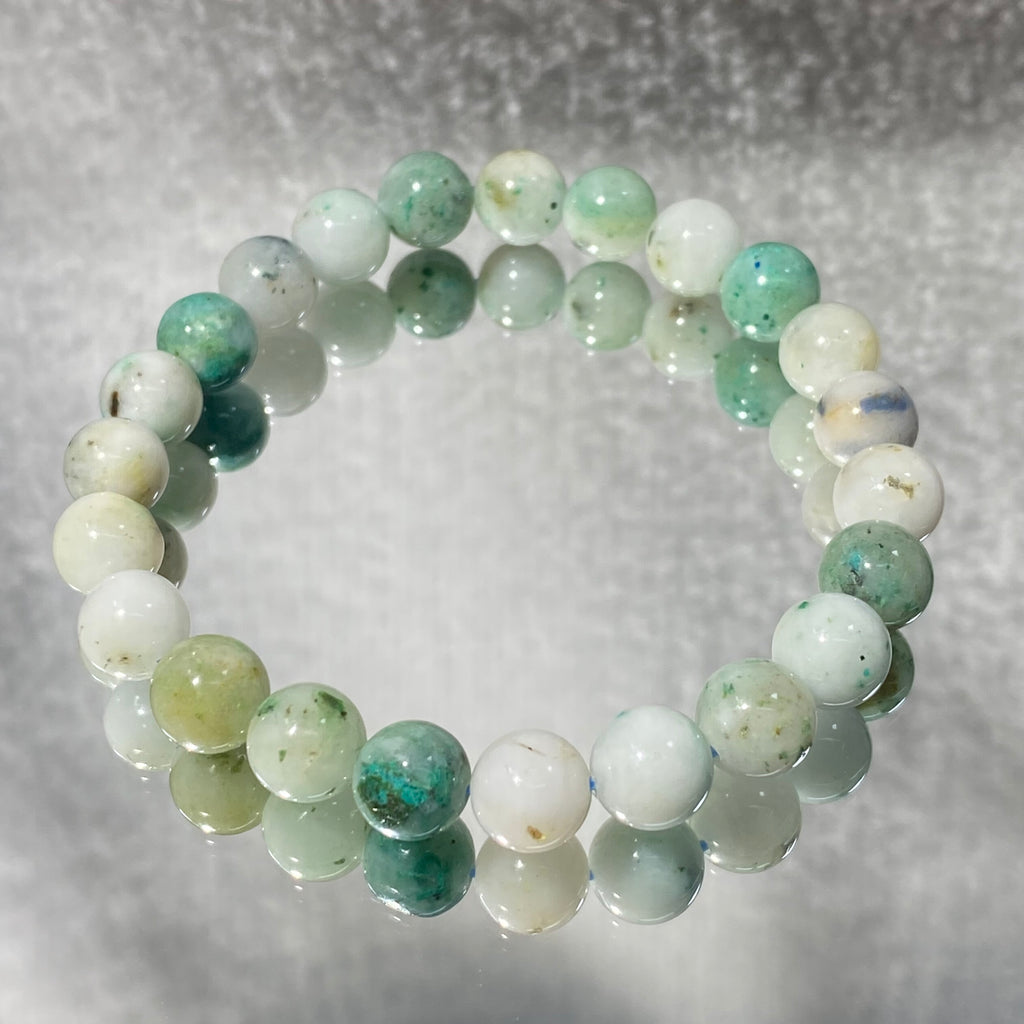 Natural Green Phoenix Turquoise Round Bead Stretch Bracelet, Bead Size 8mm, Fits 16cm Wrist