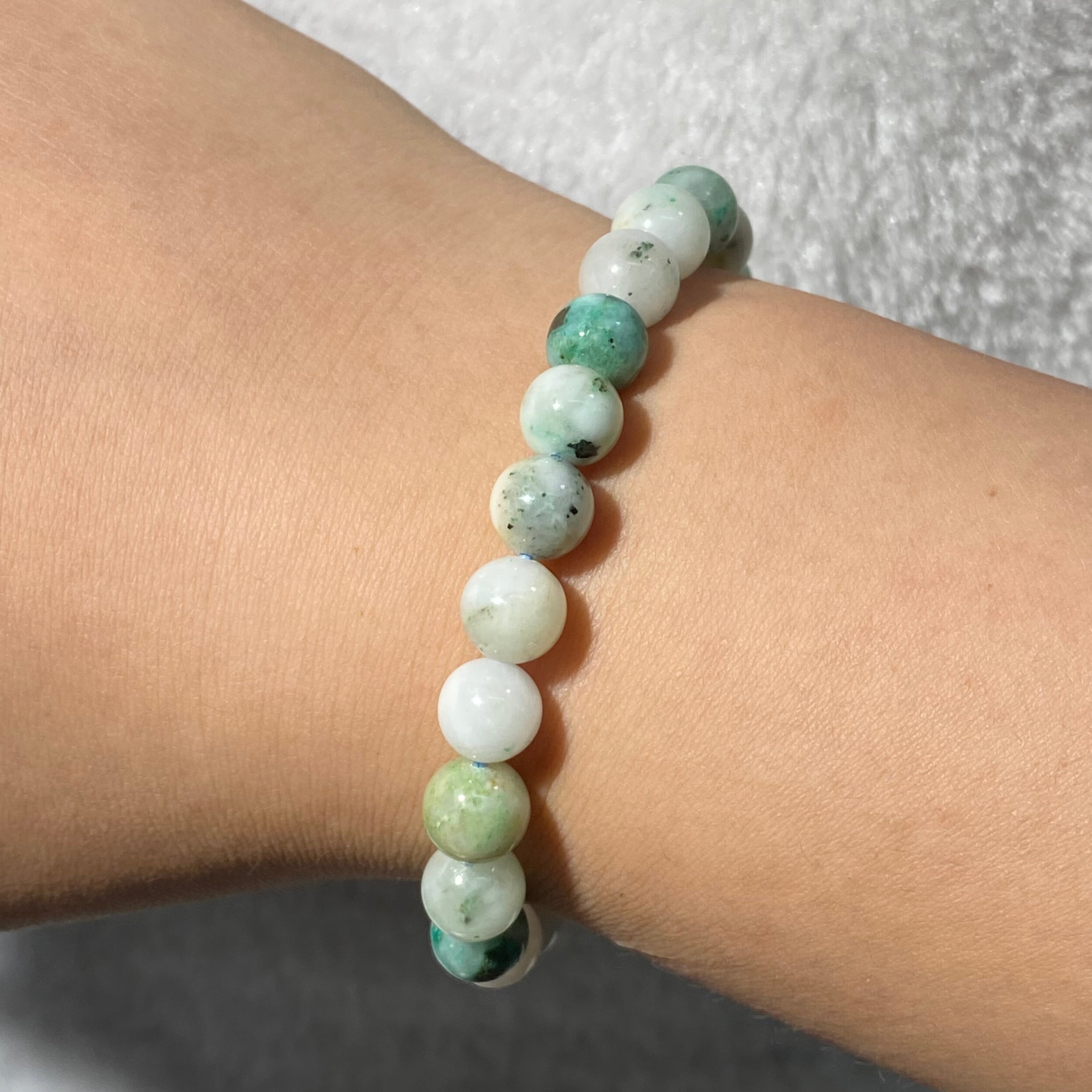 Natural Green Phoenix Turquoise Round Bead Stretch Bracelet, Bead Size 8mm, Fits 16cm Wrist