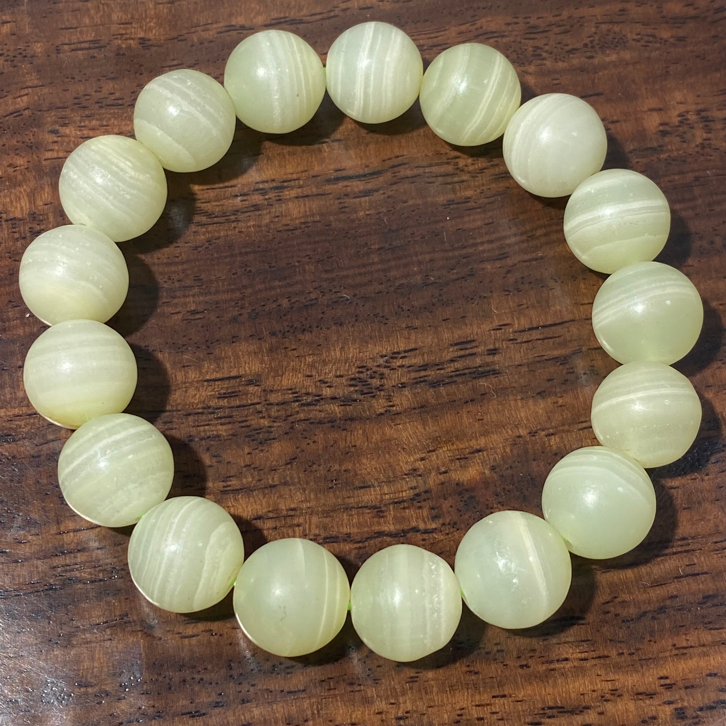 Afghan Jade Round Bead Stretch Bracelet, Bead Size 12.3mm, Fits 16cm Wrist