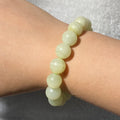 Afghan Jade Round Bead Stretch Bracelet, Bead Size 12.3mm, Fits 16cm Wrist