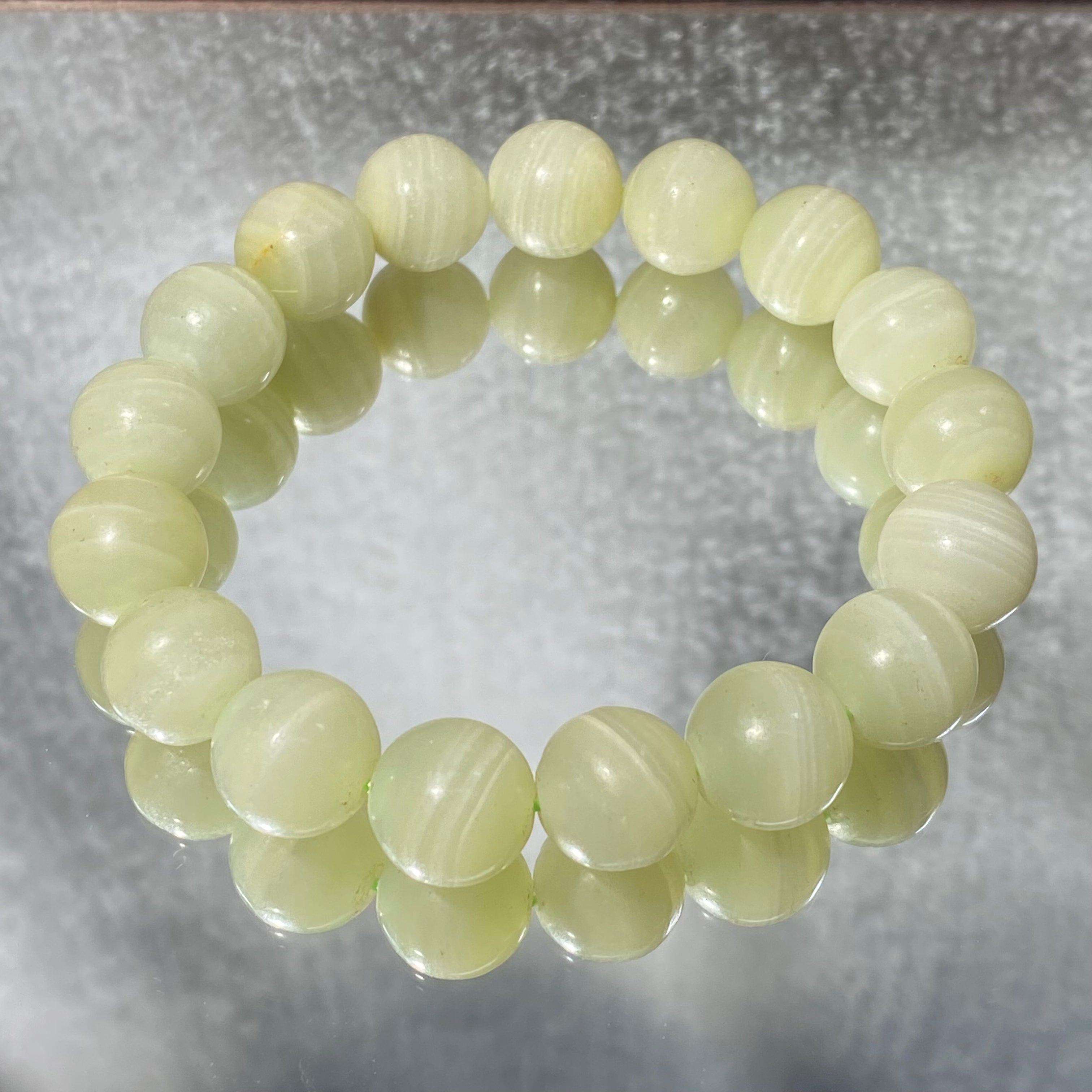 Afghan Jade Round Bead Stretch Bracelet, Bead Size 12.3mm, Fits 16cm Wrist