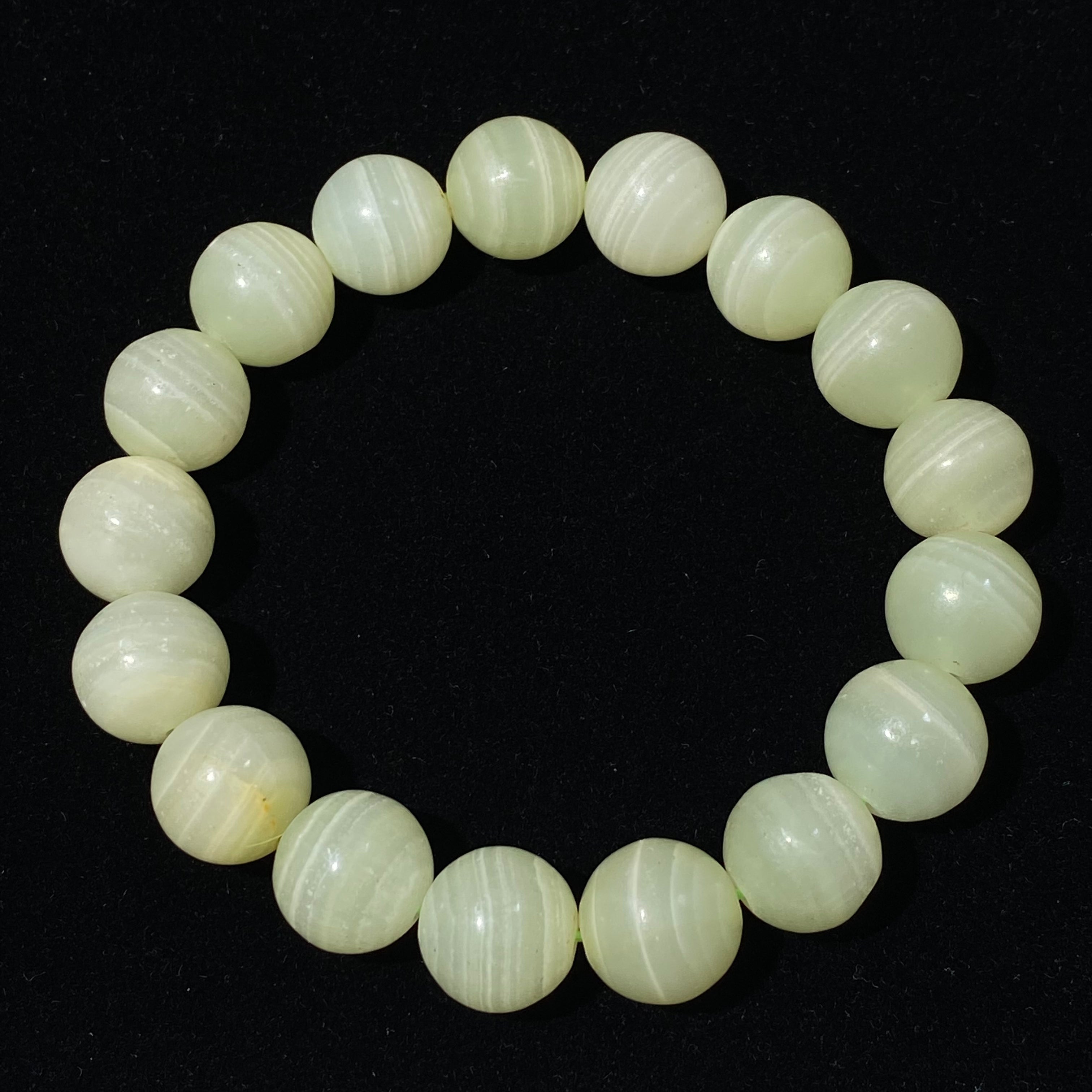 Afghan Jade Round Bead Stretch Bracelet, Bead Size 12.3mm, Fits 16cm Wrist