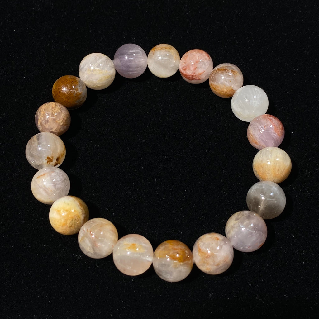 Natural Feather Phantom Quartz Round Bead Stretch Bracelet, Bead Size 10mm, Fits 15.5cm Wrist