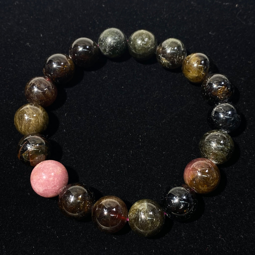 Tourmaline Round Bead Stretch Bracelet, Bead Size 11.6mm, Fits 17cm Wrist