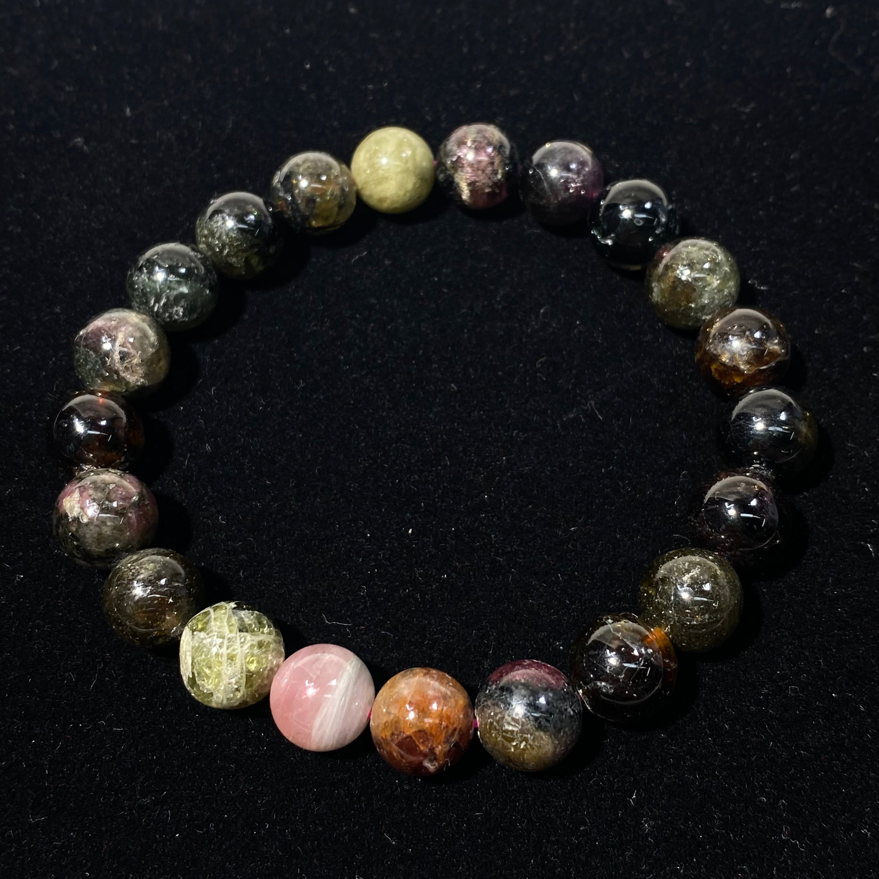 Tourmaline Round Bead Stretch Bracelet, Bead Size 11.6mm, Fits 17cm Wrist