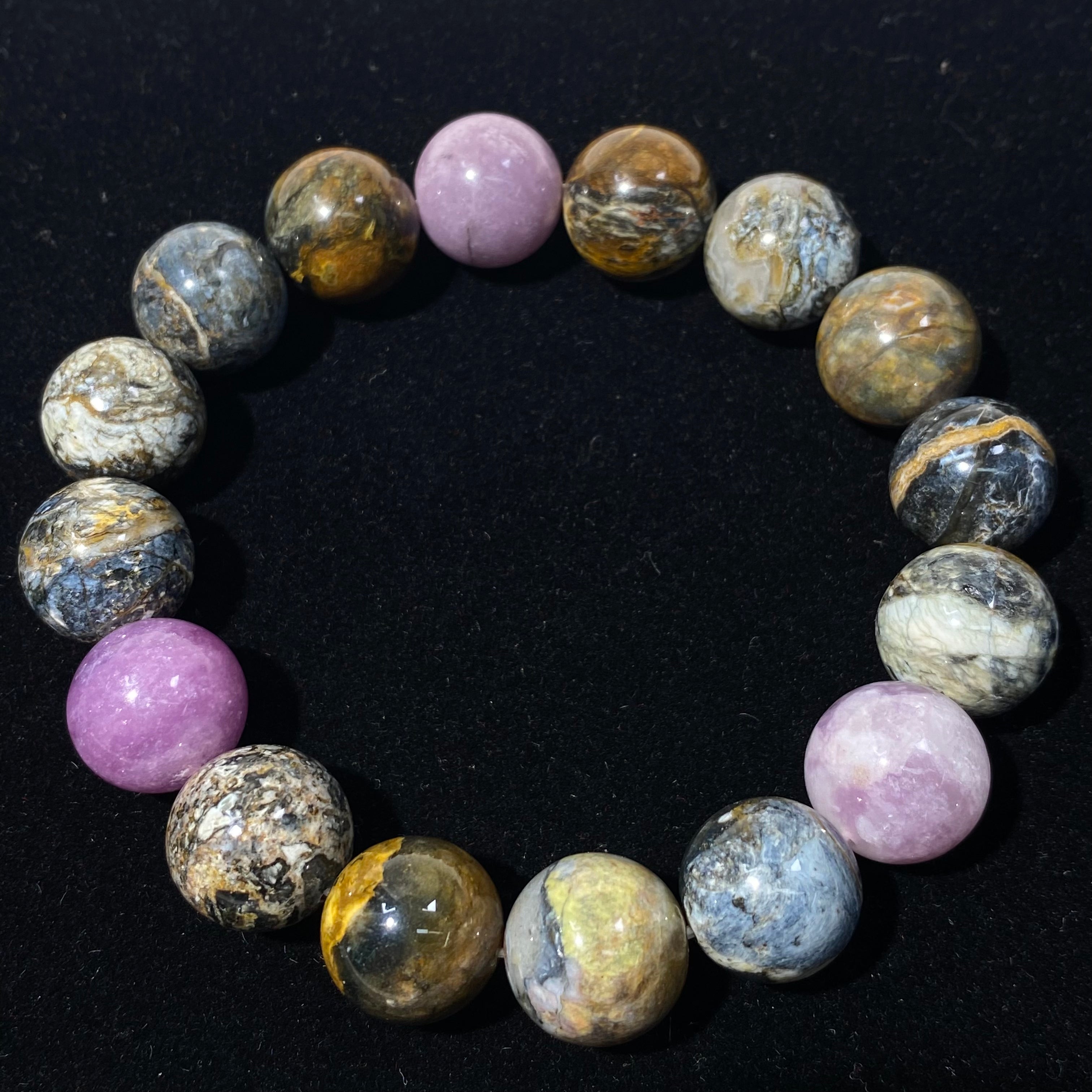 Natural Multicolor Australian Opal Round Bead Stretch Bracelet, Bead Size 14.2mm, Fits 16cm Wrist