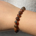 Natural Moss Agate Round Bead Stretch Bracelet, Bead Size 8.9mm, Fits 16cm Wrist