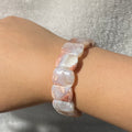 Natural Pink Agate Soft Bangle, Bead Size 18mm, Fits 17cm Wrist