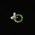 Natural Green Garnet Bowknot Wreath Pendant, S925 Silver Setting