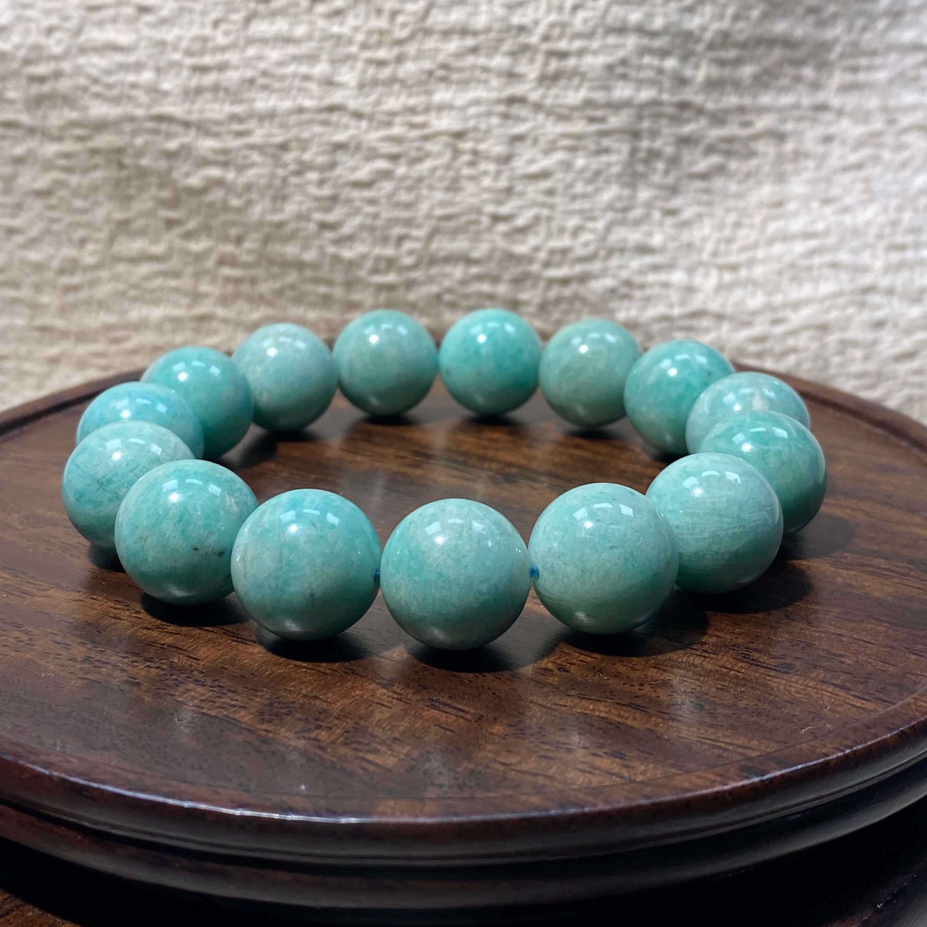 Amazonite Round Bead Bracelet, 15.2mm Standard Size, Fits 18cm Wrist