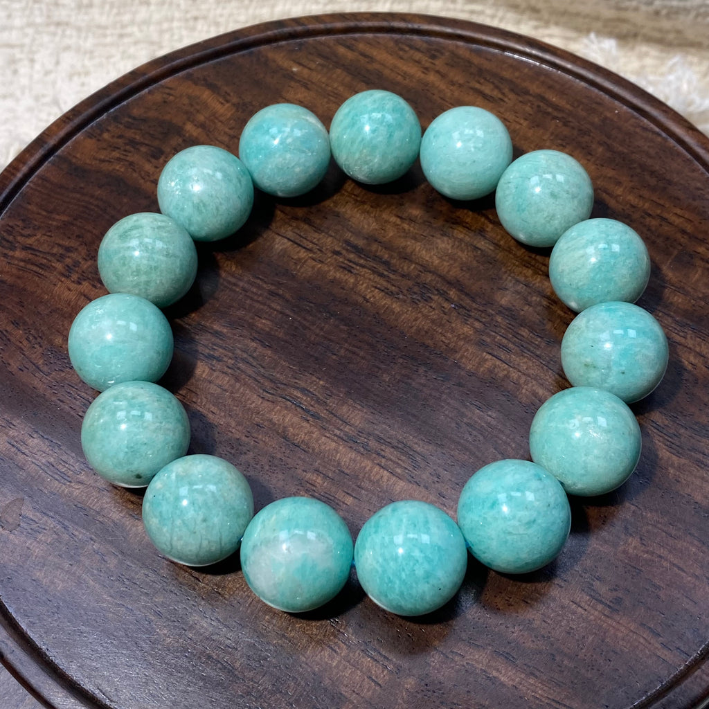 Amazonite Round Bead Bracelet, 15.2mm Standard Size, Fits 18cm Wrist