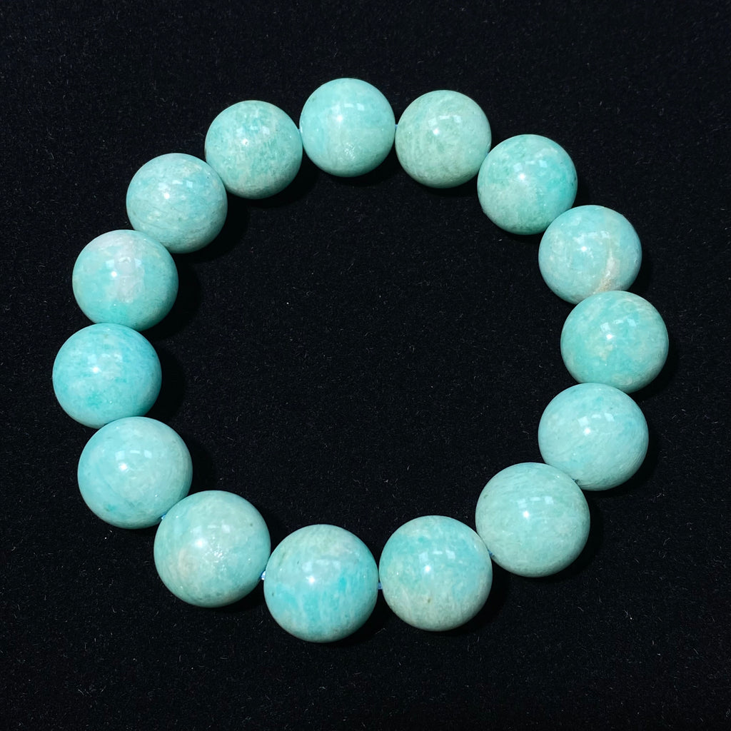 Amazonite Round Bead Bracelet, 15.2mm Standard Size, Fits 18cm Wrist