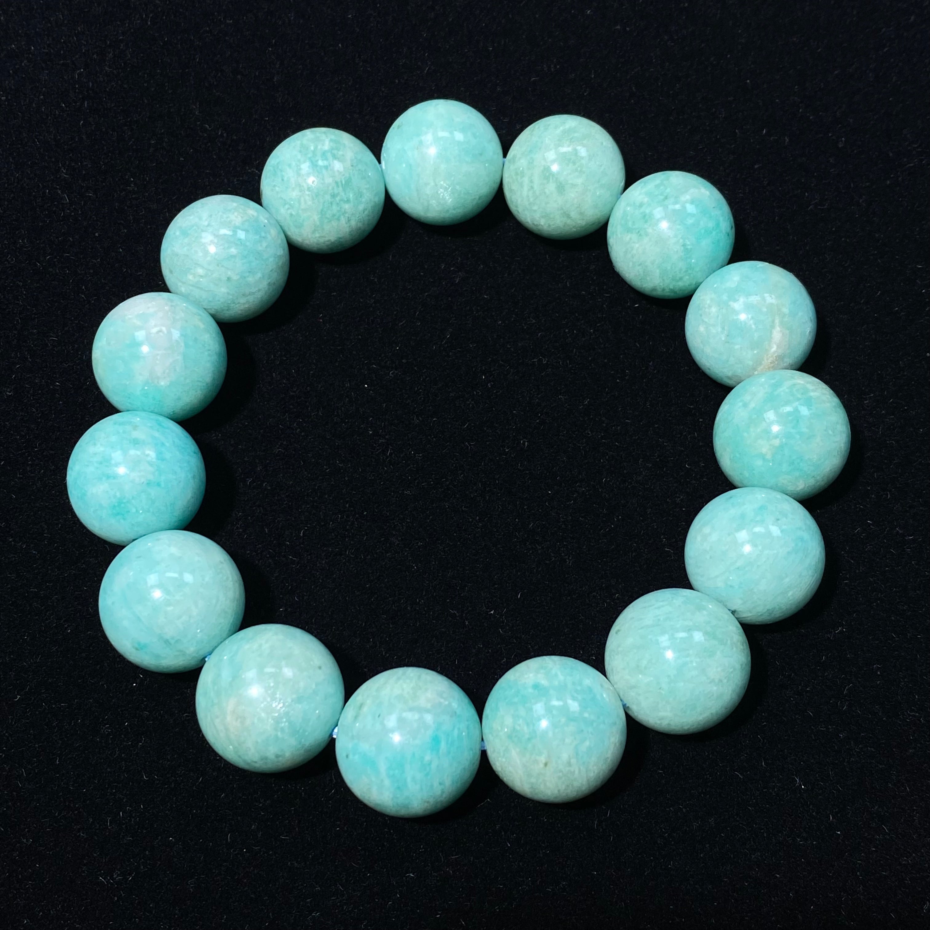 Amazonite Round Bead Bracelet, 15.2mm Standard Size, Fits 18cm Wrist