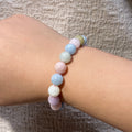 Morganite Multicolor Round Bead Bracelet, 10.2mm Beads, Fits 15.5cm Wrist