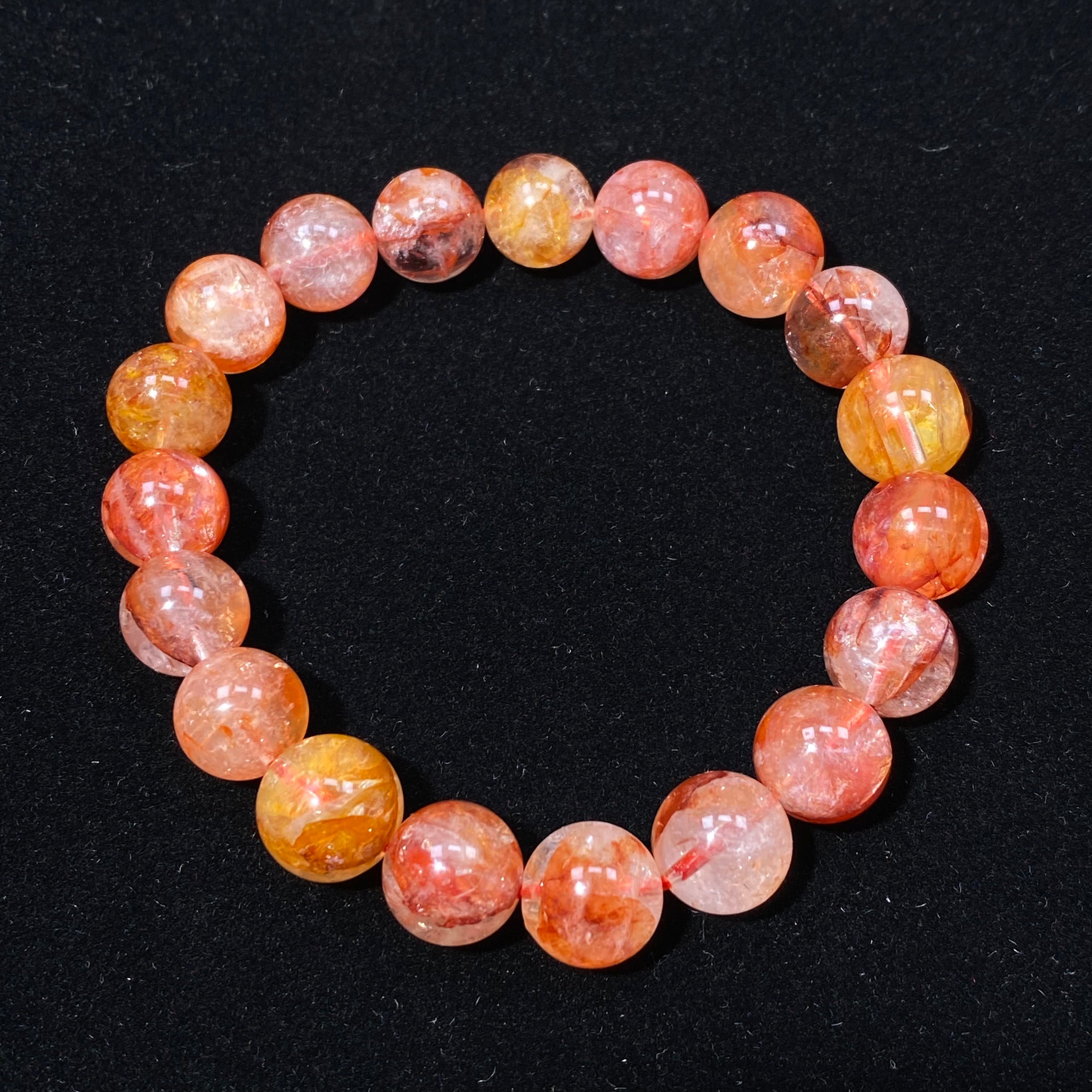 Fire Quartz Round Bead Bracelet, 10.9mm Beads, Fits 17cm Wrist