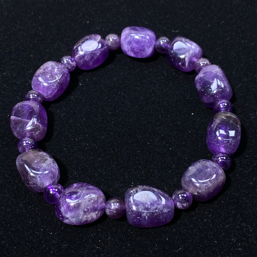 Amethyst Freeform Bead Bracelet, 10mm Beads, Fits 17cm Wrist
