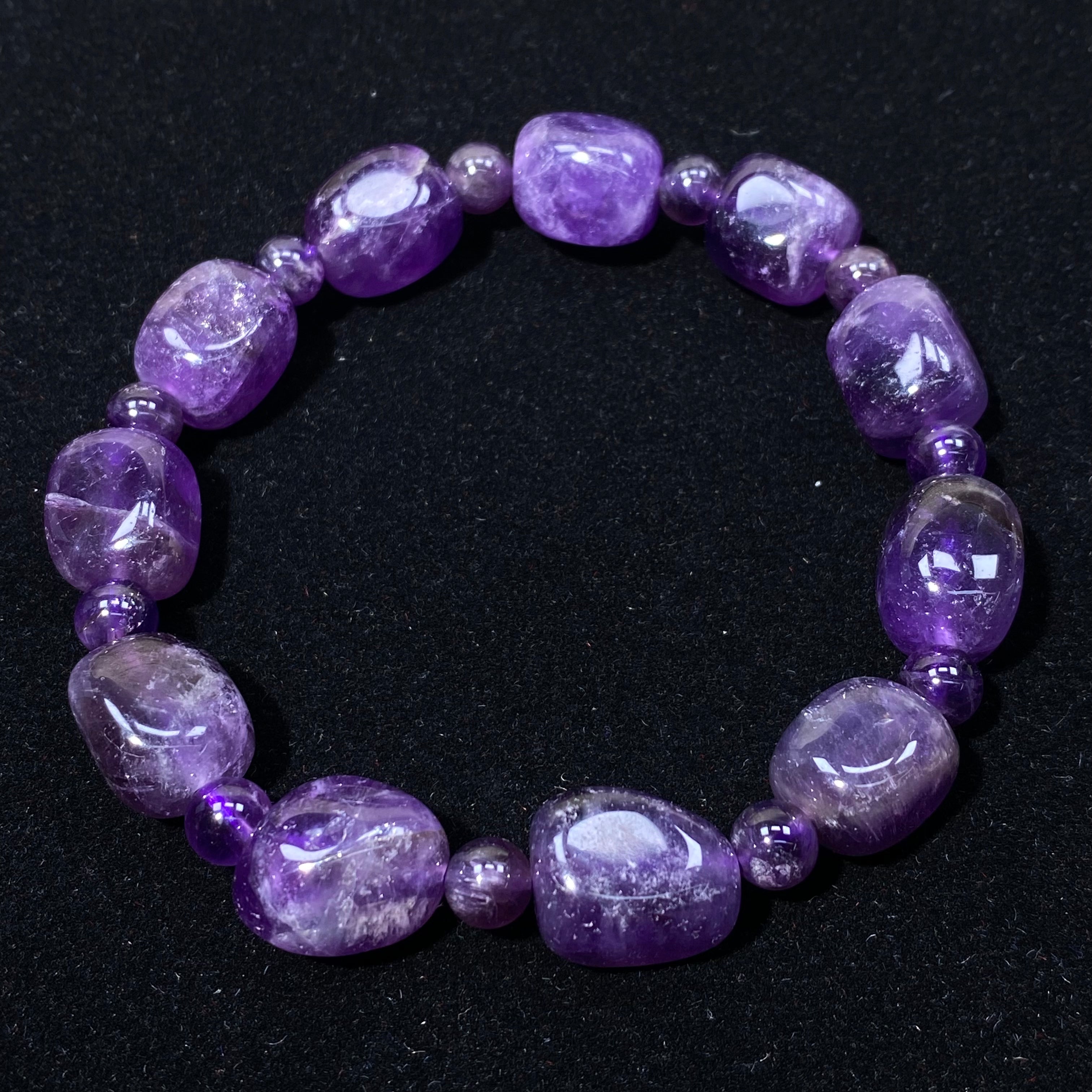 Amethyst Freeform Bead Bracelet, 10mm Beads, Fits 17cm Wrist