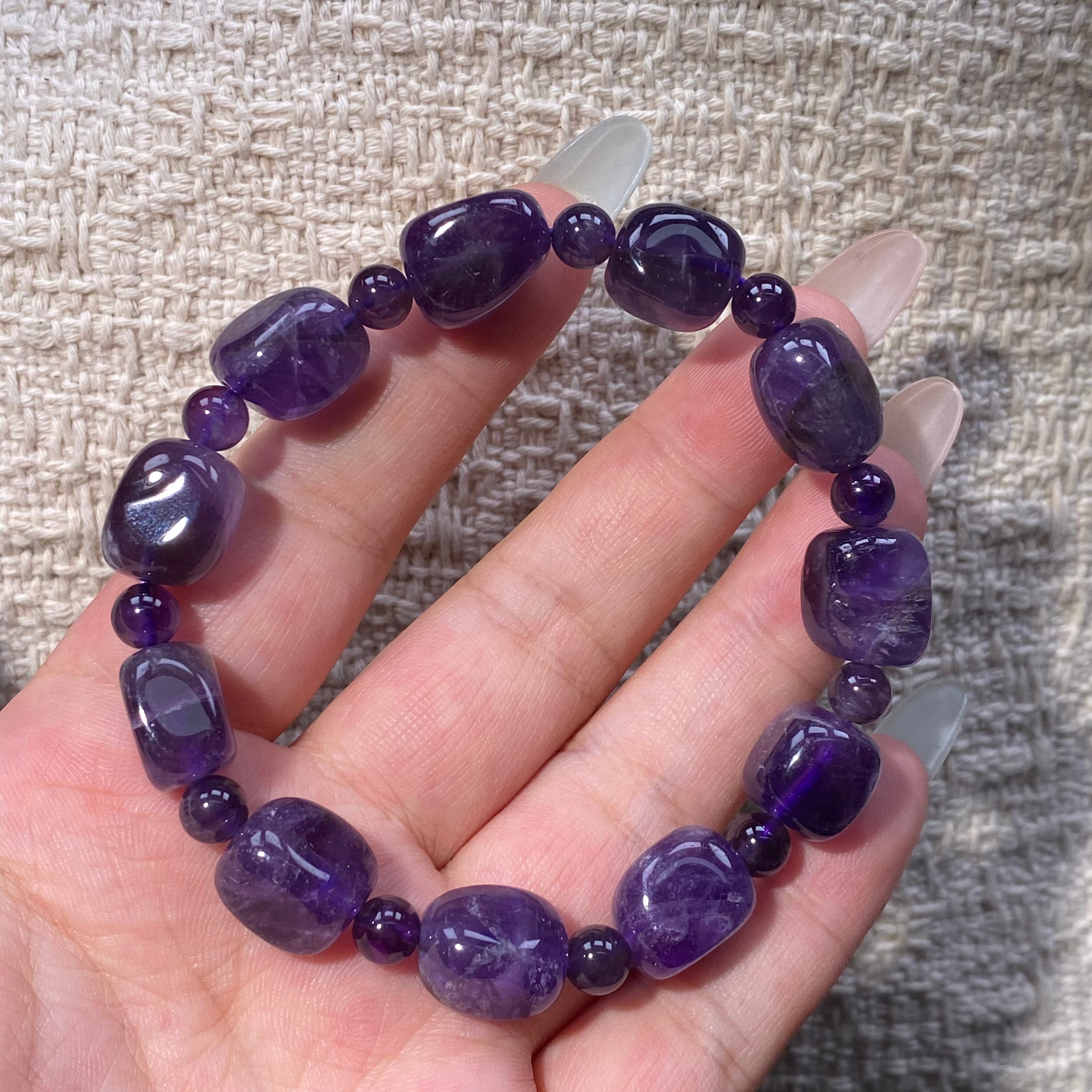 Amethyst Freeform Bead Bracelet, 10mm Beads, Fits 17cm Wrist