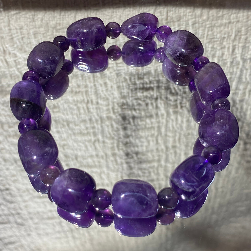 Amethyst Freeform Bead Bracelet, 10mm Beads, Fits 17cm Wrist