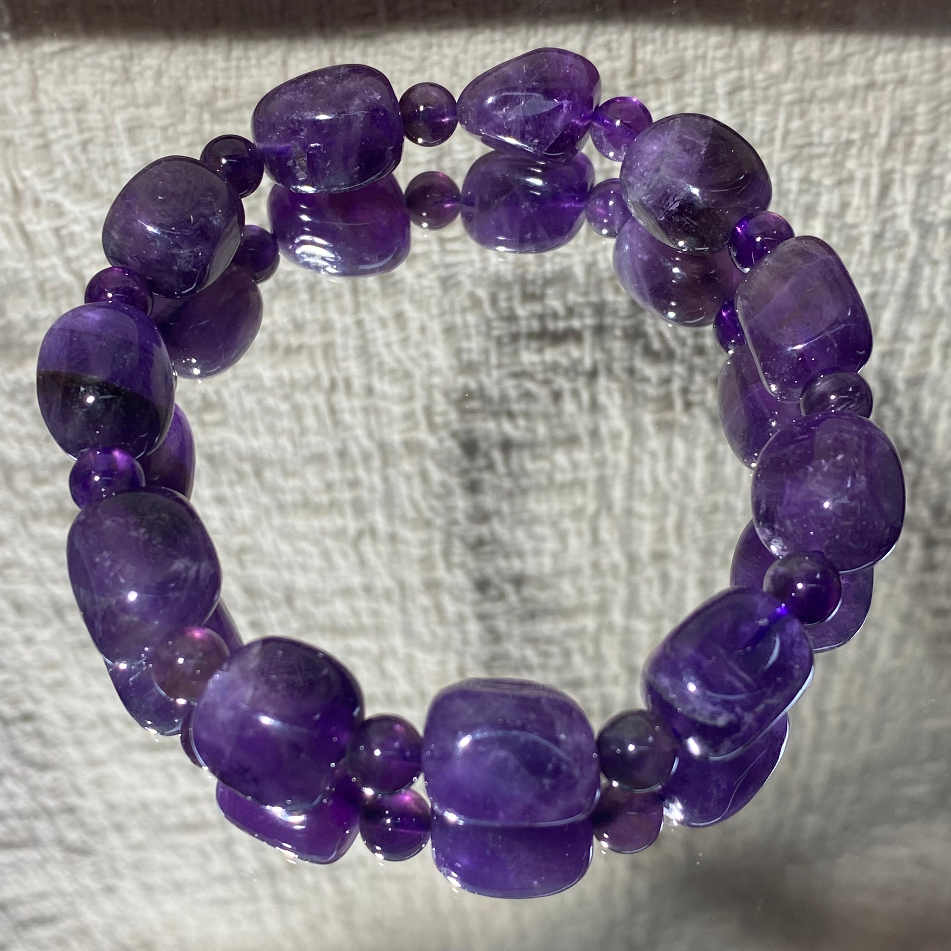 Amethyst Freeform Bead Bracelet, 10mm Beads, Fits 17cm Wrist