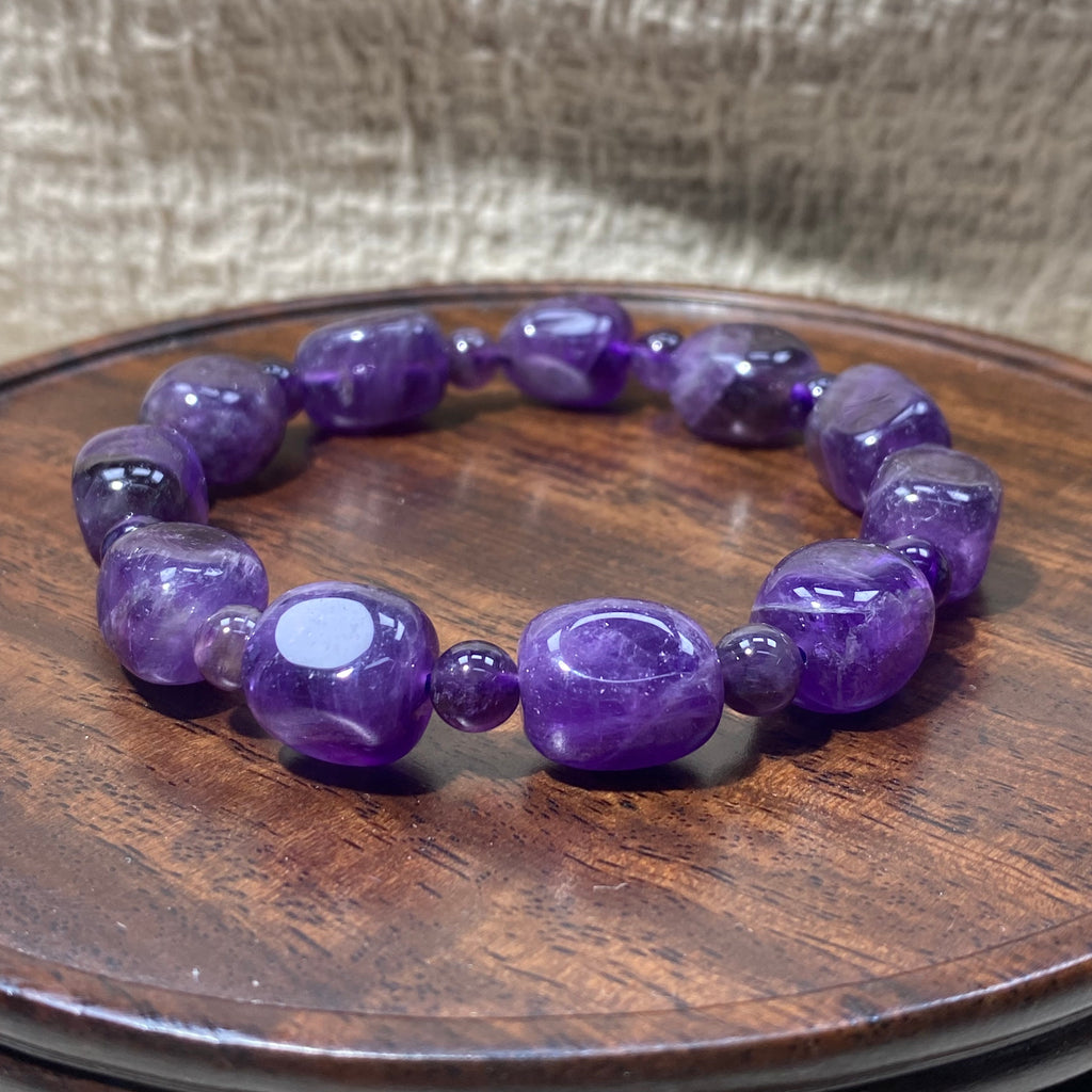 Amethyst Freeform Bead Bracelet, 10mm Beads, Fits 17cm Wrist