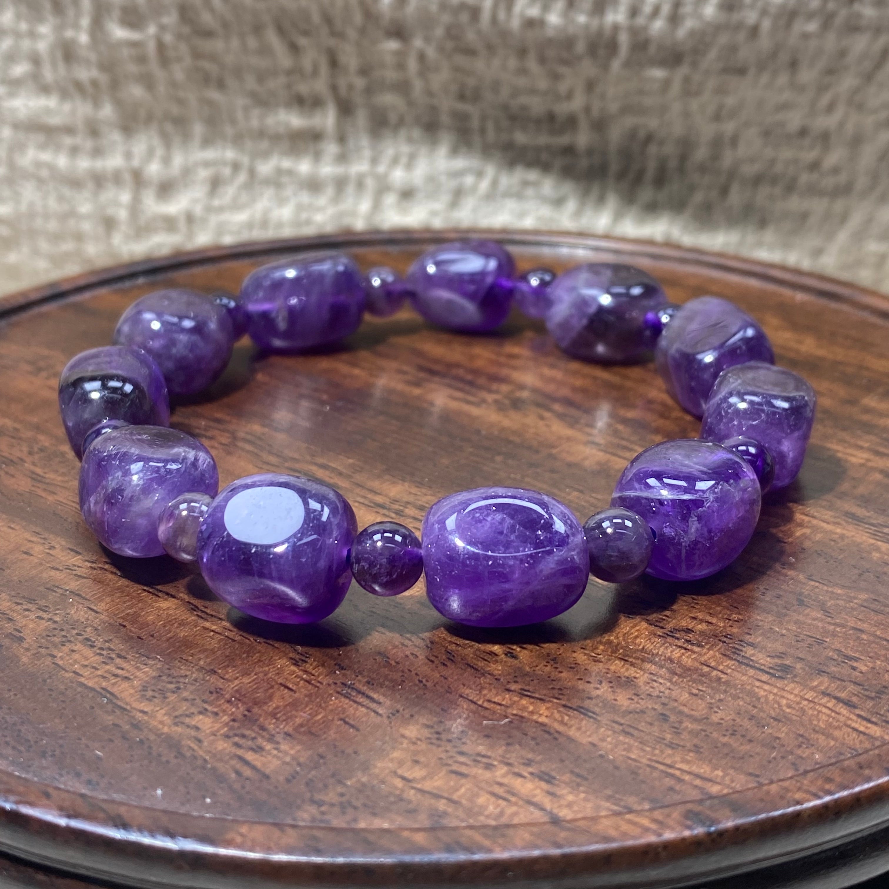 Amethyst Freeform Bead Bracelet, 10mm Beads, Fits 17cm Wrist