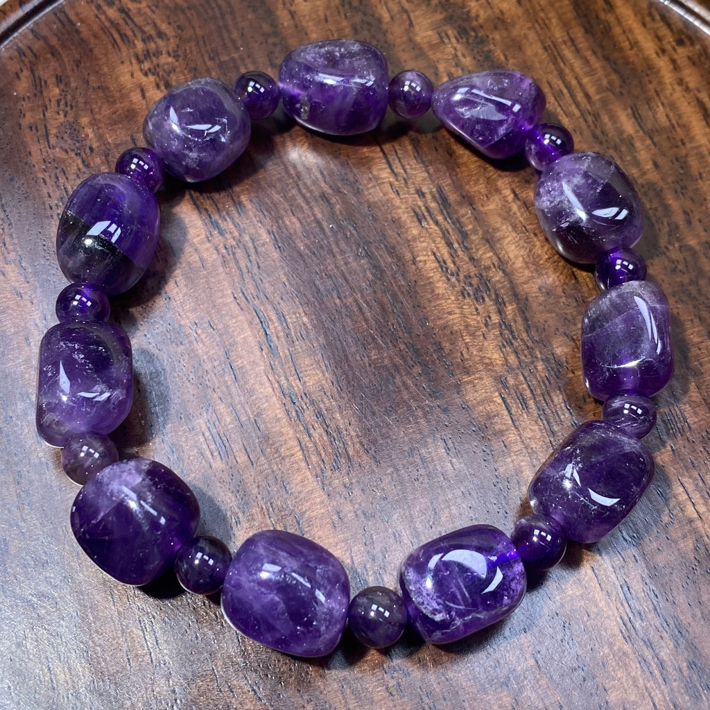 Amethyst Freeform Bead Bracelet, 10mm Beads, Fits 17cm Wrist