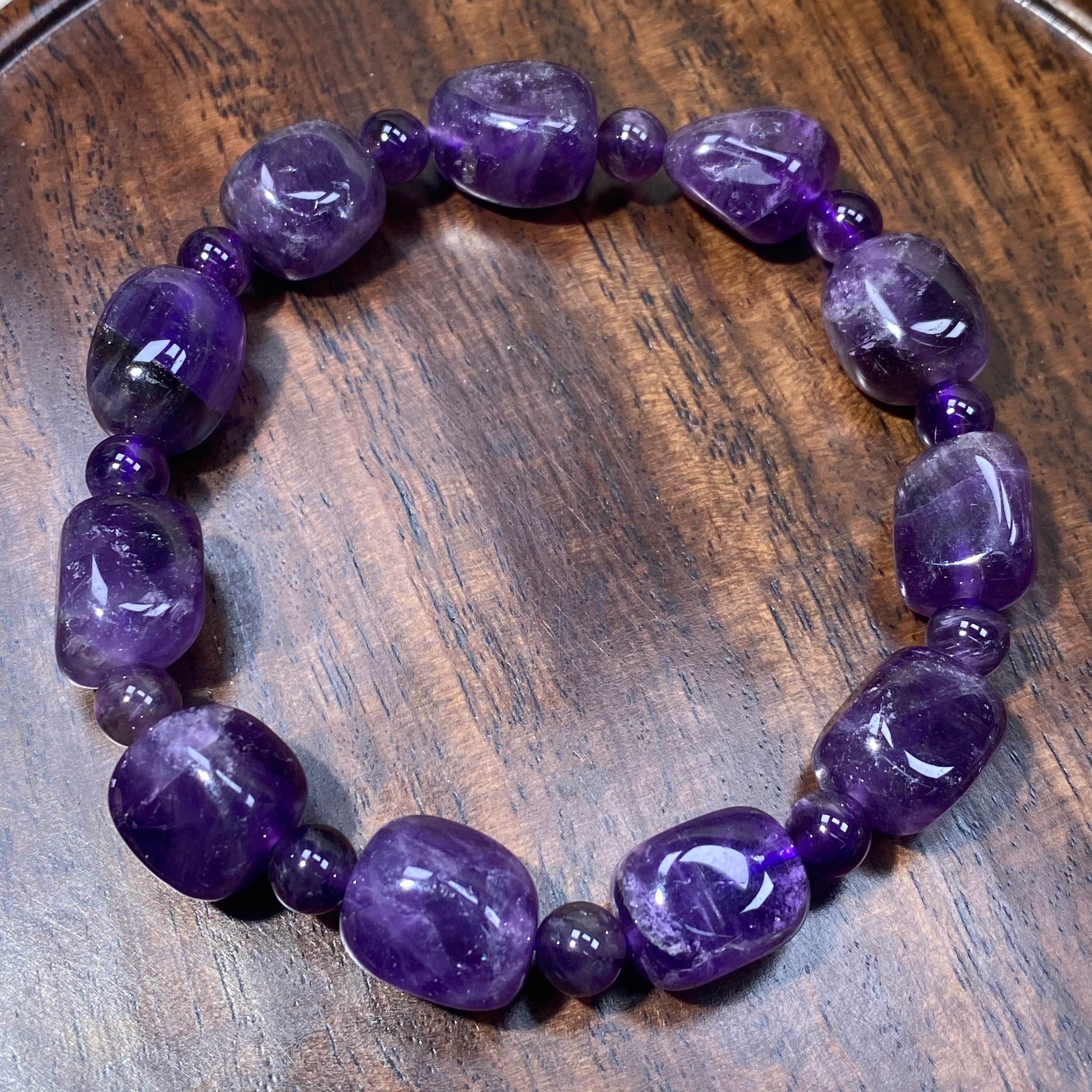 Amethyst Freeform Bead Bracelet, 10mm Beads, Fits 17cm Wrist