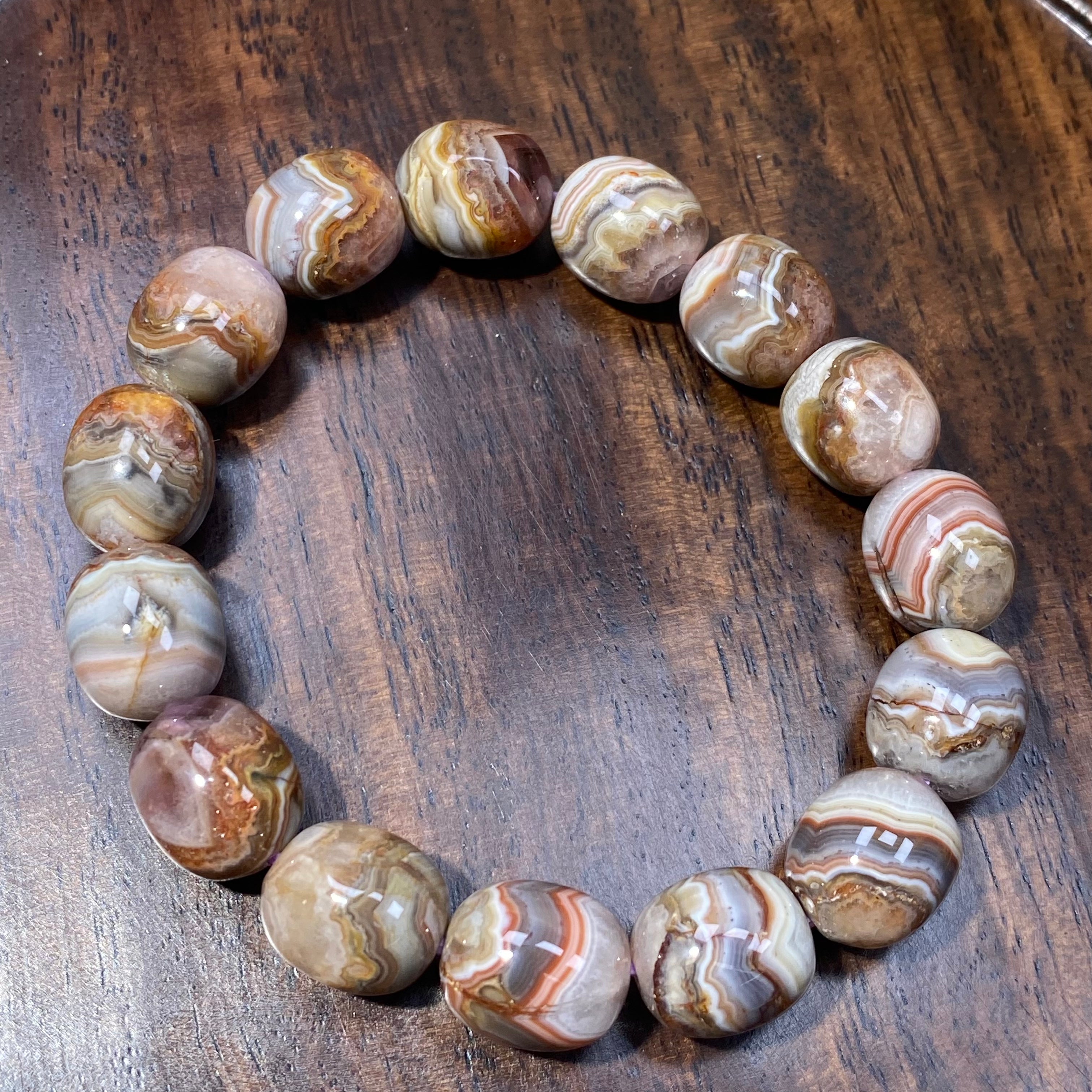 Aurora Agate Round Bead Bracelet, 11mm Beads, Fits 15cm Wrist