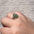 Natural Hetian Jade Light Green Oval S925 Adjustable Ring