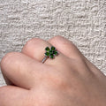 Natural Diopside Four-Leaf Clover S925 Adjustable Ring