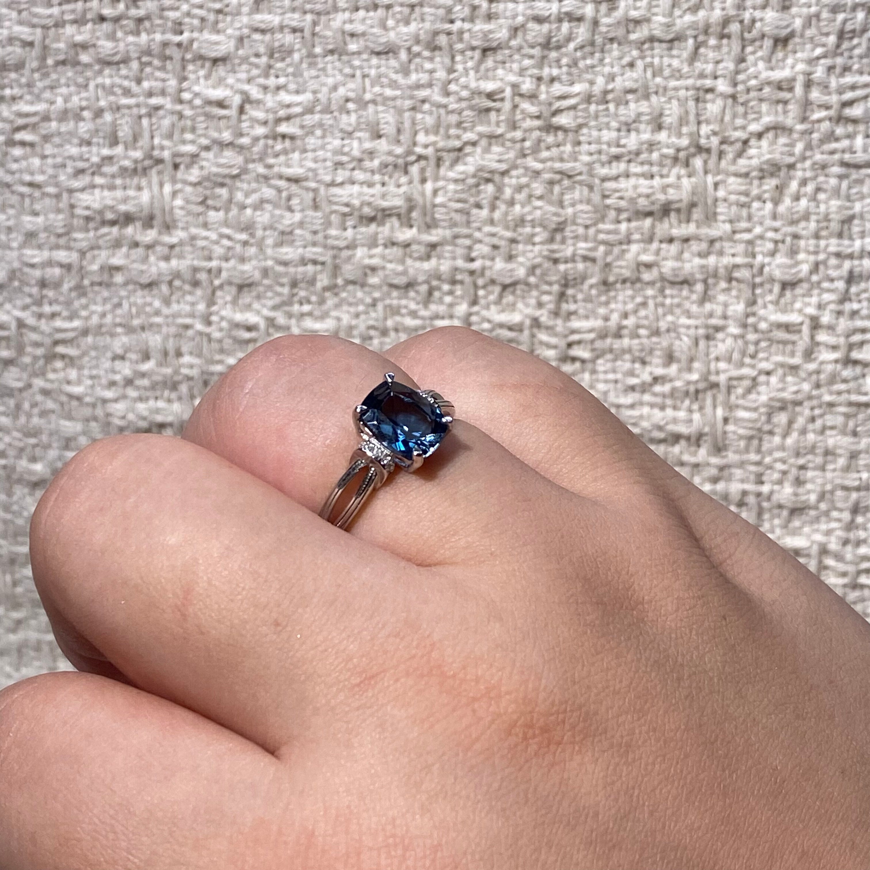 London Blue Topaz Square Cut S925 Adjustable Ring