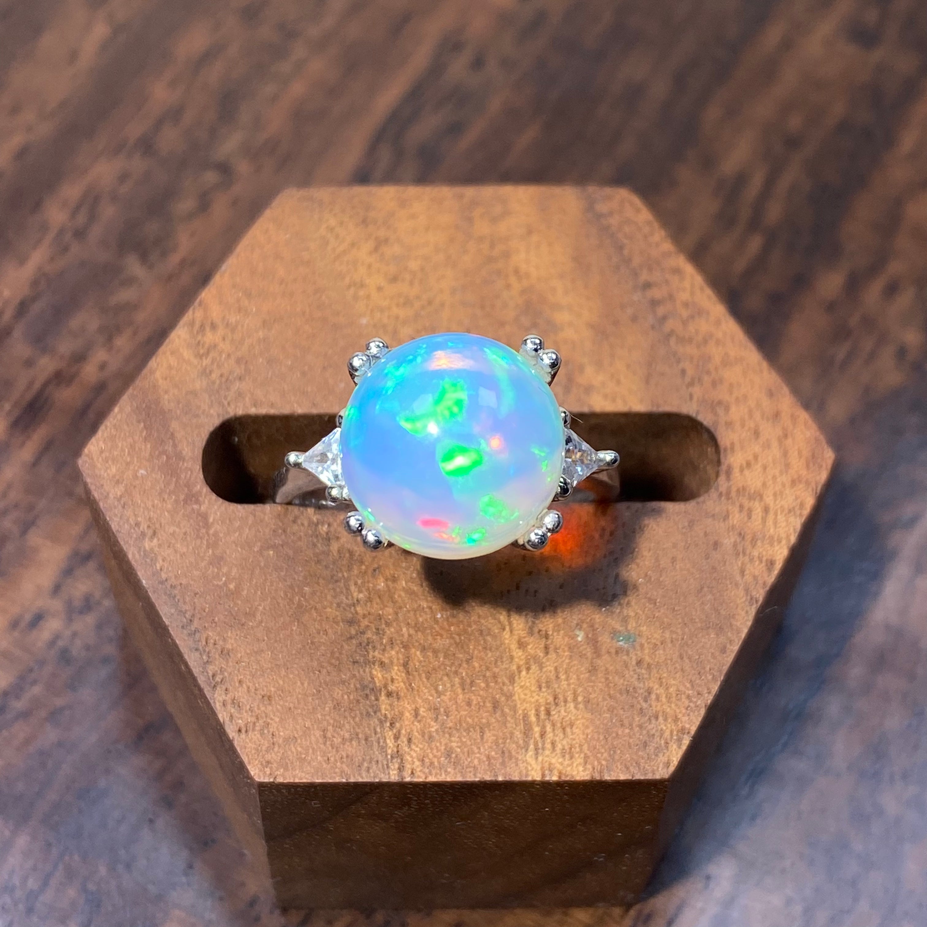 Natural Opal Adjustable S925 Ring